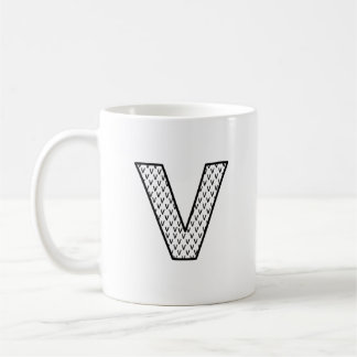 Personalisierter Letter V Keramik Monogramm Becher Kaffeetasse