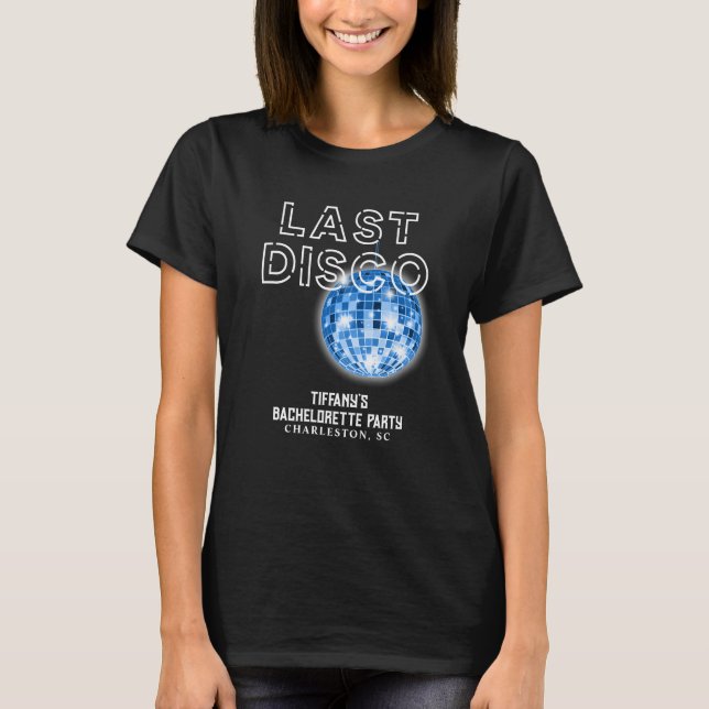 Personalisierter letzter Disco-Junggeselinnen-Absc T-Shirt (Vorderseite)