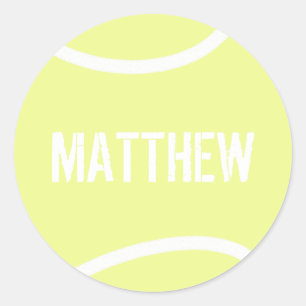 Personalisierter leuchtend gelber Tennisball Runder Aufkleber