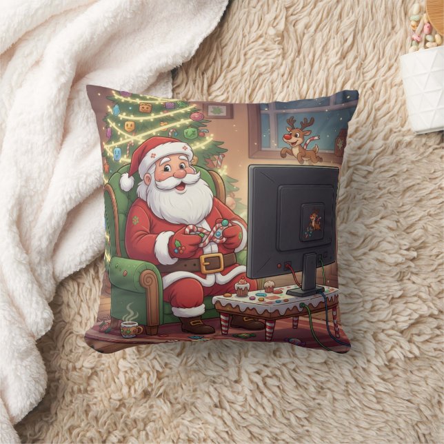 Personalisierter Level Up Weihnachtsmann Lustiger  Kissen (Decke)