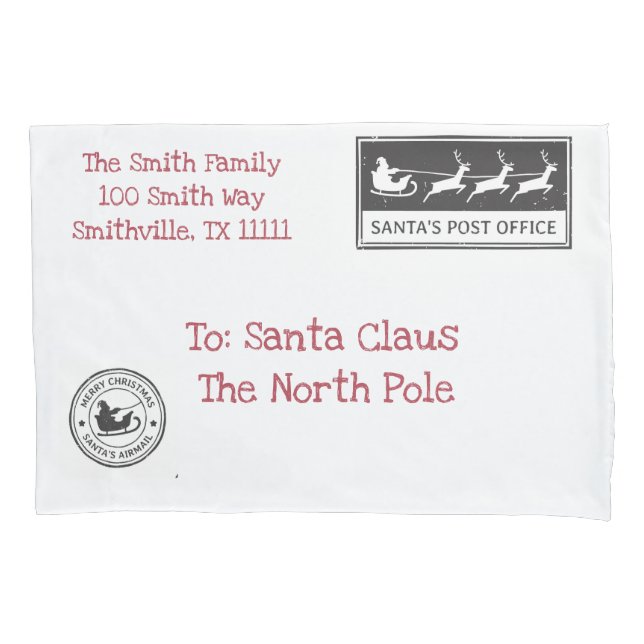 Personalisierter Lieber Santa Pillowcase Kissenbezug (Vorderseite)