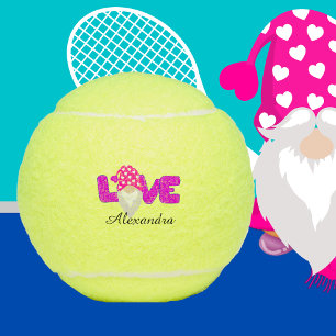 Personalisierter Liebes-Gnom Herz Rosa Lila Tennisbälle