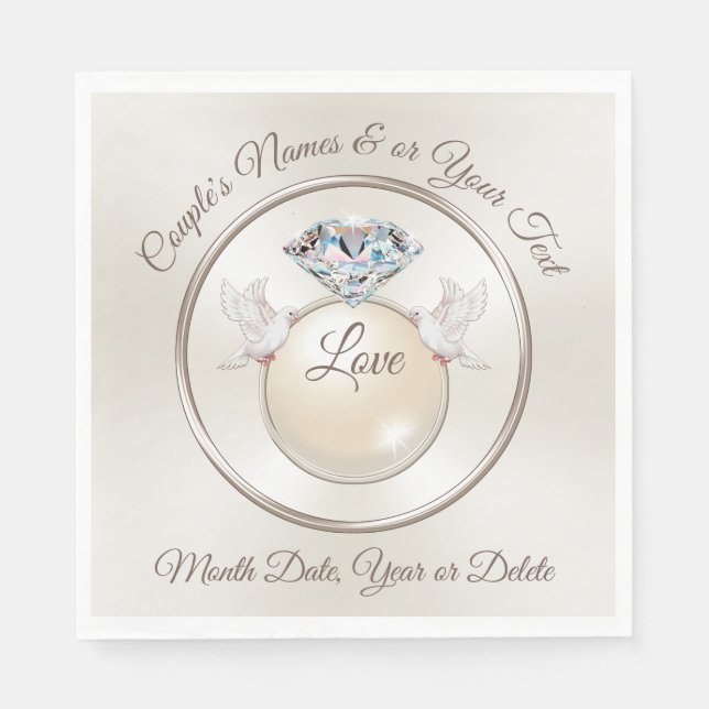 Personalisierter Liebesbird Hochzeit Napkins in 3  Serviette (Vorderseite)
