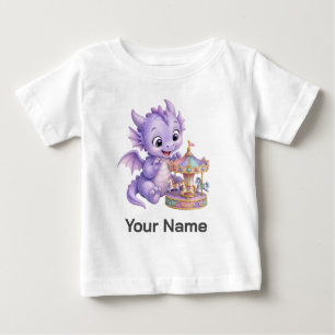 Personalisierter lila Baby-Drache Magisches Karuss Baby T-shirt
