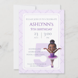 Personalisierter Lila Ballerina Ballet Geburtstag Einladung