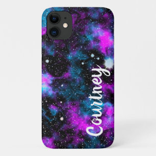 Personalisierter Lila blauer Galaxie Kosmischer Ra Case-Mate iPhone Hülle