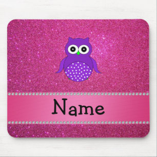 Personalisierter lila Eulenrosa-NamensGlitter Mousepad