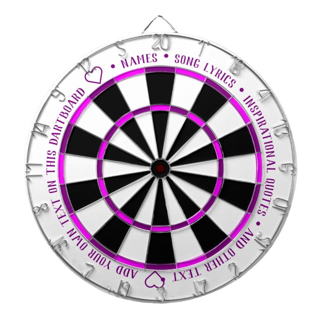 Personalisierter, Lila Fushia B&W Benutzerdefinier Dartscheibe (vorne)