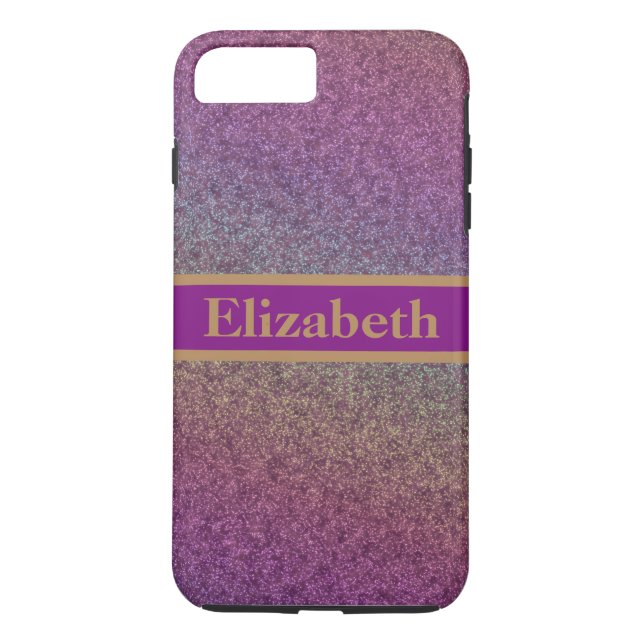 Personalisierter Lila Glitzer Imitate Foil Confett Case-Mate iPhone Hülle (Rückseite)