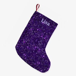Personalisierter Lila Glitzer Weihnachts-Strumpf Kleiner Weihnachtsstrumpf