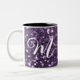 Personalisierter Lila Glitzer Zwei-Tonen-Kaffee-Ta Zweifarbige Tasse