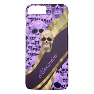 Personalisierter lila Gothischer Schädel Case-Mate iPhone Hülle