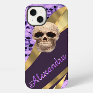 Personalisierter lila Gothischer Schädel iPhone Hülle
