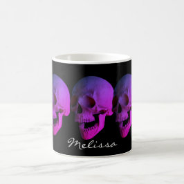Personalisierter lila lachender Schädel Kaffeetasse