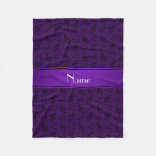 Personalisierter lila NamensMusiknoten Fleecedecke