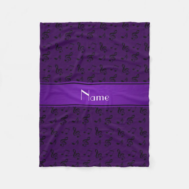Personalisierter lila NamensMusiknoten Fleecedecke (Vorderseite)