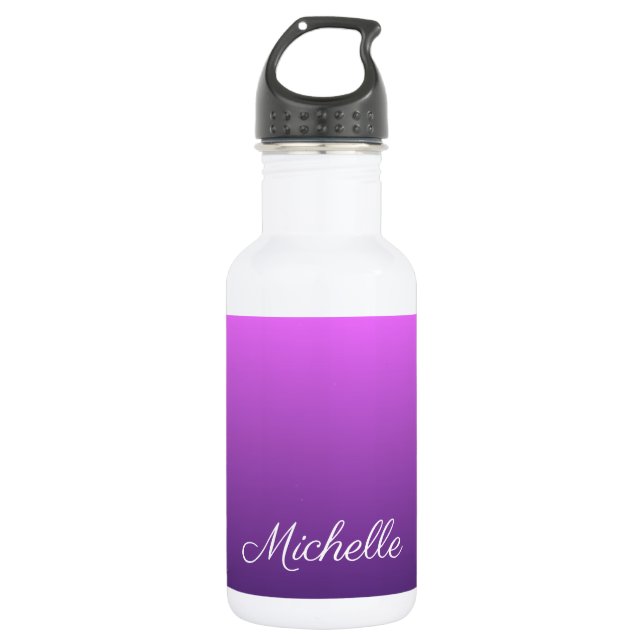 Personalisierter lila Ober Edelstahlflasche (Vorderseite)