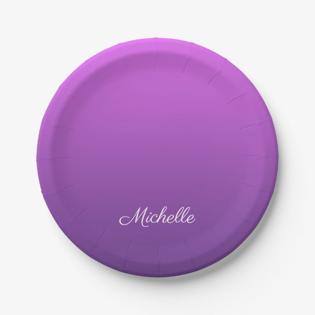 Personalisierter lila Ober Pappteller (Vorderseite)