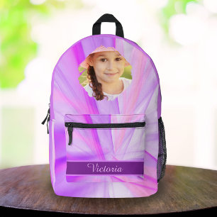 Personalisierter lila Pastell-Rucksack für Mädchen Bedruckter Rucksack