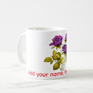 Personalisierter lila Rosenbecher | Fügen Sie Ihre Kaffeetasse