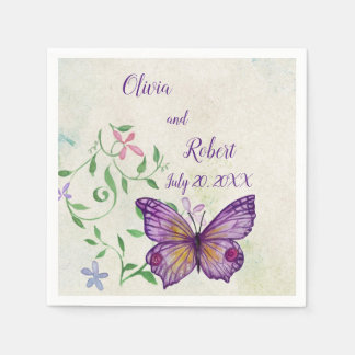 Personalisierter lila Schmetterling Serviette