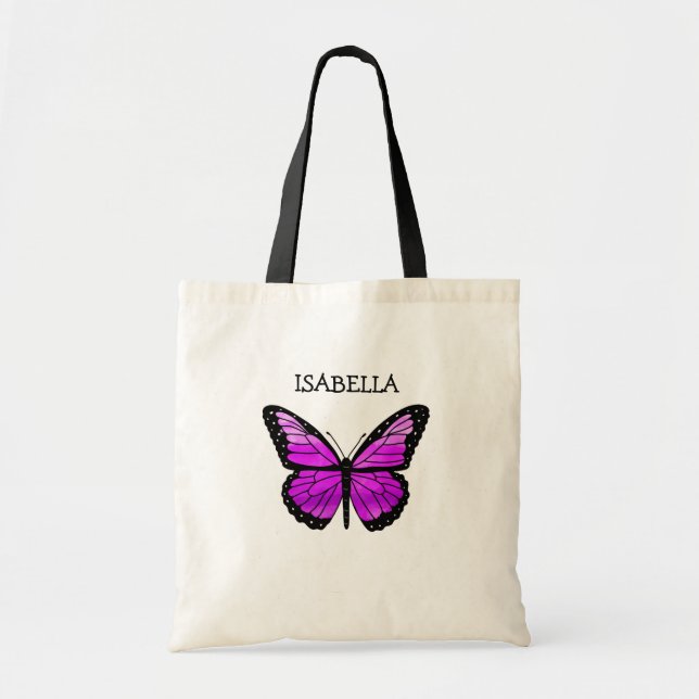 Personalisierter Lila Schmetterling Tragetasche (Vorne)