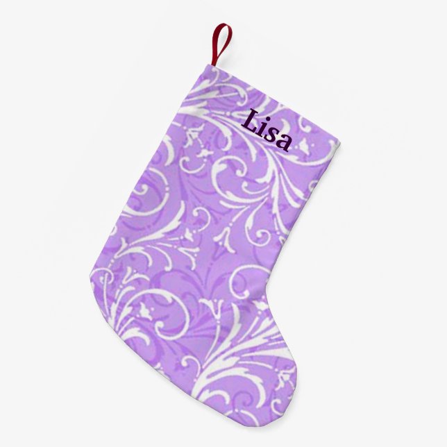 Personalisierter Lila Strumpf Kleiner Weihnachtsstrumpf (Vorderansicht (hängend))