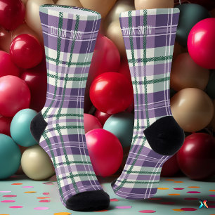 Personalisierter Lila und grüner Tartan Karierter  Socken