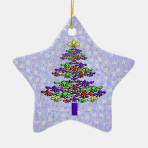 Personalisierter Lilien-Weihnachtsbaum-Stern Keramik Ornament