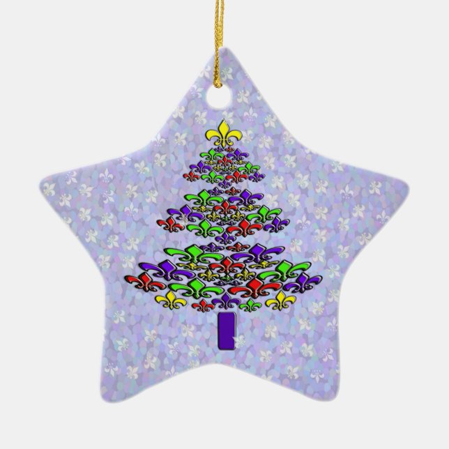 Personalisierter Lilien-Weihnachtsbaum-Stern Keramik Ornament (Vorne)