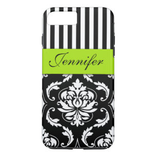 PERSONALISIERTER LIMONER GRÜNER, SCHWARZER DAMAST Case-Mate iPhone HÜLLE