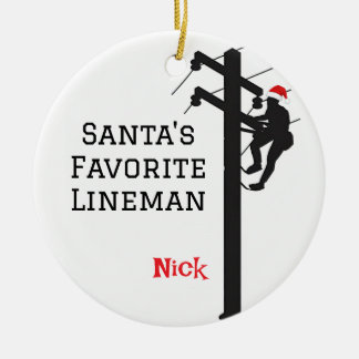 Personalisierter Lineman vom Weihnachtsmann Keramik Ornament