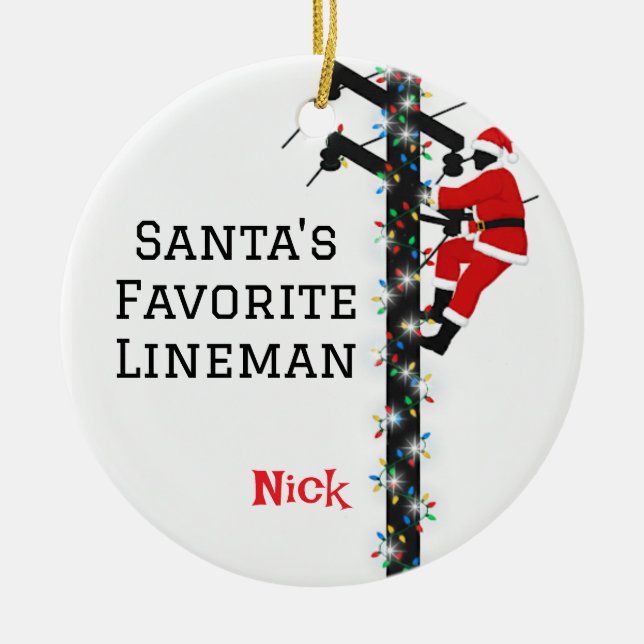 Personalisierter Lineman vom Weihnachtsmann Keramik Ornament (Vorne)