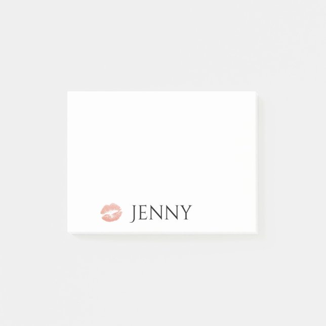 Personalisierter Lippenstift-Kuss-Glitzer Lipgloss Post-it Klebezettel (Vorderseite)