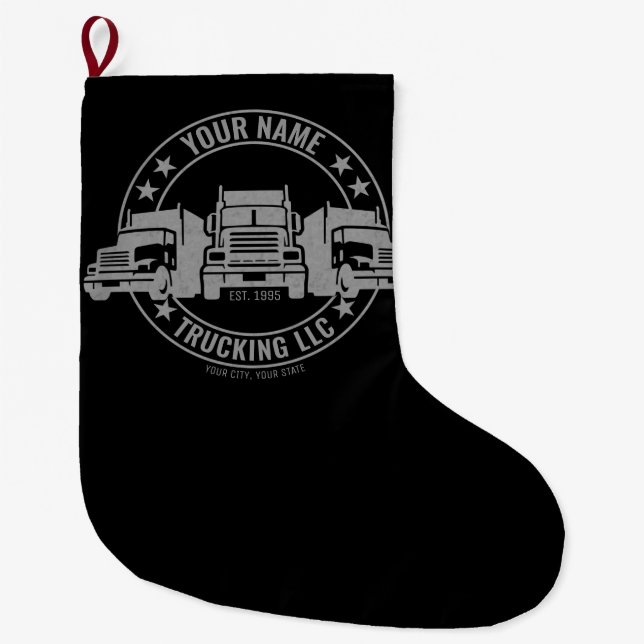 Personalisierter LKW Big Rig Semi LKW Großer Weihnachtsstrumpf (Vorderseite)
