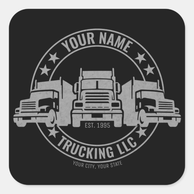 Personalisierter LKW Big Rig Semi LKW Quadratischer Aufkleber (Vorderseite)