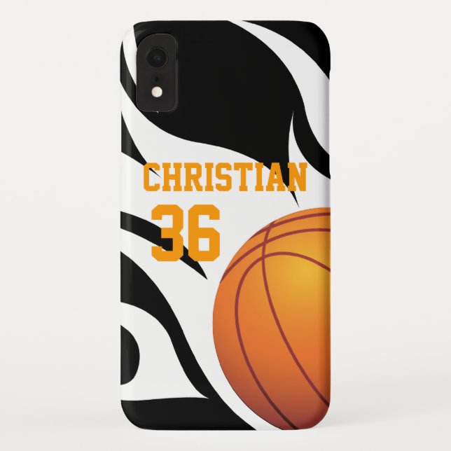 Personalisierter lodernder Basketball B/W Case-Mate iPhone Hülle (Rückseite)