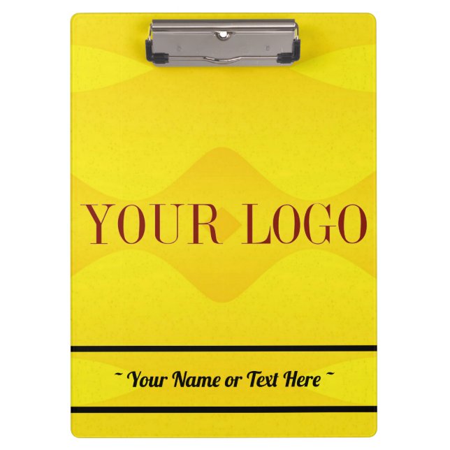 Personalisierter Logo-Name Gelbe Zwischenablage Klemmbrett (Vorderseite)