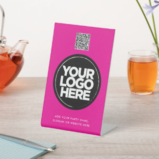 Personalisierter Logo- und Text-einfacher QR-Code Sockelschild