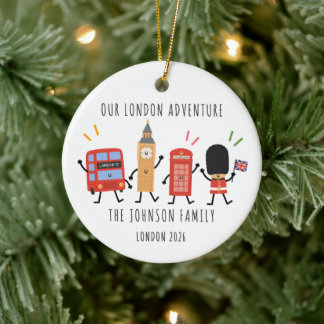 Personalisierter London-Familienausflug Weihnachts Keramik Ornament
