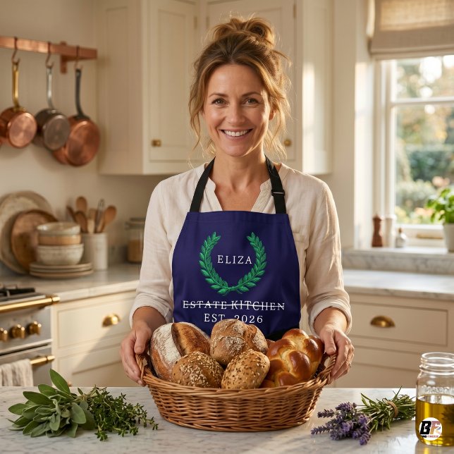 Personalisierter Lorbeerkranz Estate Kitchen Custo Schürze (#mother'sday)