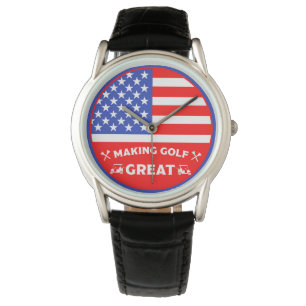 Personalisierter lustiger amerikanischer Golfspiel Armbanduhr