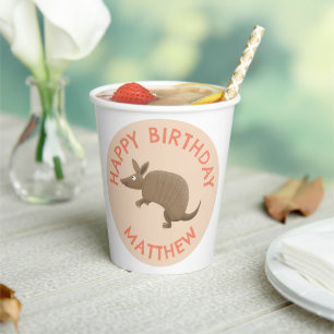 Personalisierter lustiger armadillo glücklicher Ge Pappbecher