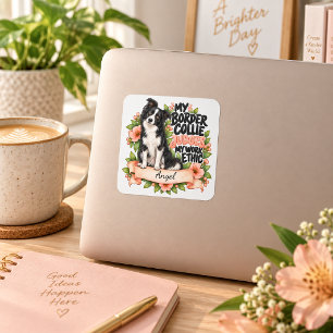 Personalisierter lustiger Border Collie beurteilt  Quadratischer Aufkleber
