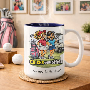 Personalisierter lustiger Golf-Kumpel BFF-Becher Zweifarbige Tasse