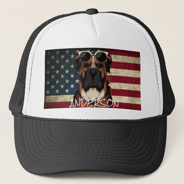 Personalisierter, lustiger niedlicher Boxer Truckerkappe (Vorderseite)