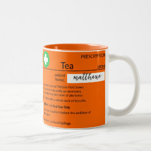 Personalisierter lustiger Tee-Rezept-Kaffeebecher Zweifarbige Tasse