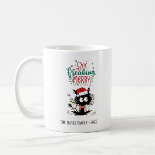 Personalisierter lustiger verrückter Katzen-Weihna Kaffeetasse