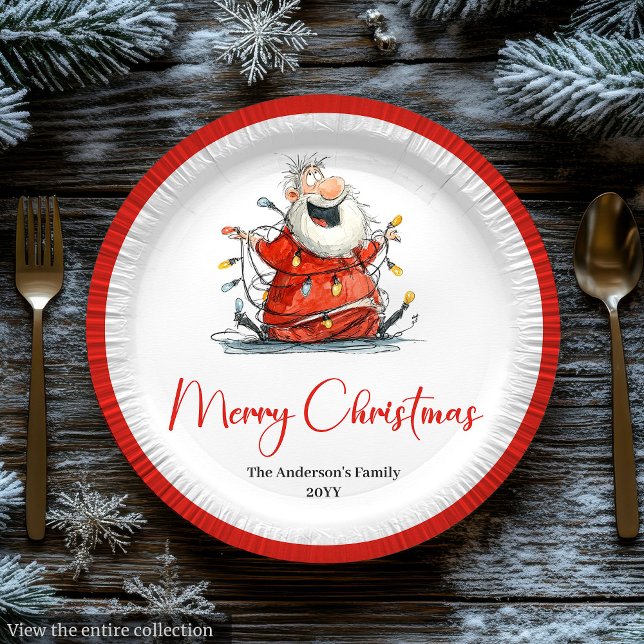 Personalisierter lustiger Weihnachtsmann Feiertag  Pappteller (Personalized Funny Santa Claus Holiday Paper Plates

)