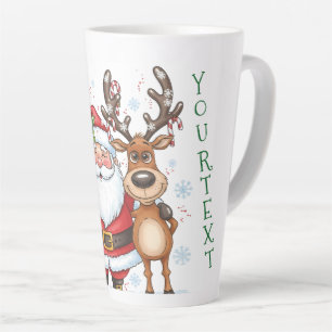 Personalisierter lustiger Weihnachtsmann und Renti Milchtasse